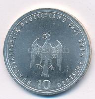 NSZK 1989J 10M Ag "800 éves Hamburg kikötője" tanúsítvánnyal T:1- kis patina FRG 1989J 10 ...