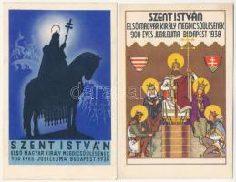 1938 Szent István Első Magyar Király megdicsőülésének 900 éves jubileuma, Budapest - 2 db régi képeslap