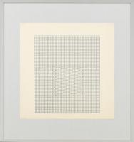 Erwin Heerich (1922-2004): Térkompozíció, 1978. Szitanyomat, papír. Jelzés nélkül. Hátoldalán feliratozott. Plexiüvegezett keretben. 28x20 cm