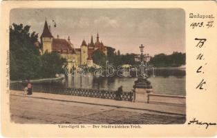 1902 Budapest XIV. Városligeti tó, Vajdahunyad vára. Ganz Antal 54. (kopott sarkak / worn corners)