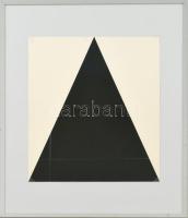 Heinz-Günter Prager (1944-): Háromszög metszéssel, 1978. Szitanyomat, papír. Jelzés nélkül. Hátoldalán feliratozott. Plexiüvegezett keretben. 34,5x29 cm