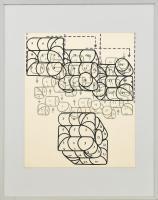 Friedrich Gräsel (1927-2013): Metszett hasábok, 1978. Szitanyomat, papír. Jelzés nélkül. Hátoldalán feliratozott. Plexiüvegezett keretben. Lapméret: 34,5x29 cm