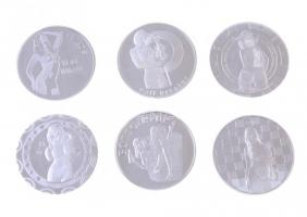 6xklf ezüstözött erotikus érem kapszulában (40mm) T:PP 6xdiff silvered erotic medallion lot in capsule (40mm) C:PP