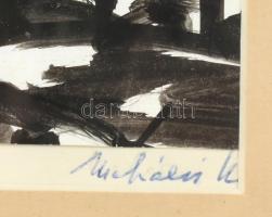 Mohácsi Regős Ferenc (1917-2003): Dombos vidék. Filc, papír, jelzett, paszpartuban, üvegezett fa ker...