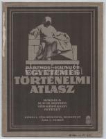 1932 Barthos-Kurucz: Egyetemes Történelmi Atlasz. Bp., M. Kir. Honvéd Térképészeti Intézet, 40 p. Kiadói papírkötésben, kissé sérült, a könyvtesttől elvált borítóval.