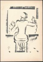 Molnár C. Pál (1894-1981): Telefonos kisasszony. Kis szériás ofszet, papír, 29,5×21 cm