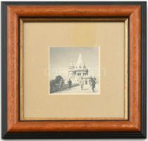 cca 1940 Halászbástya fotó üvegezett keretben: Keret mérete 14x14 cm