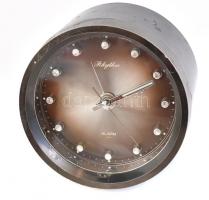Retro Japán Rythim mechanikus ébresztő óra, bakelit tesstel, működő, jó állapotban m. 13 cm