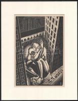 Dallos Hanna (1907-1944): Hervadás, fametszet, papír, jelzett a metszeten, paszpartuban, 22×15 cm