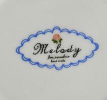 6 db bögre m: 10cm, 1 db fedeles cukortartó m: 10cm, kézzel festett, aranyozott, apró kopásokkal, je...