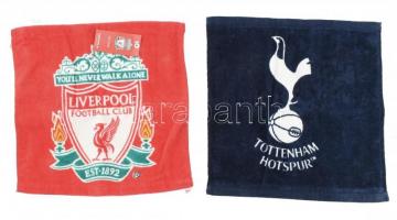 Liverpool FC és Totenham FC kéz vagy arctörlők. 30x30 cm Nem használtak