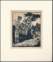 Kondor Béla (1931-1972): Siratás. Fametszet, papír, paszpartuban, jelzés nélkül, 13,5×11 cm