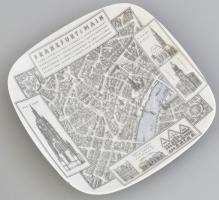 Frankfurt térképével díszített porcelán tányér. Matricás, jelzett, hibátlan. 17x18 cm