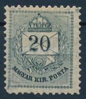 1881 20kr vésésjavítással a koszorú mellett jobbra illetve karcokkal (ex Lovász) (sarokhiba / missing corner)