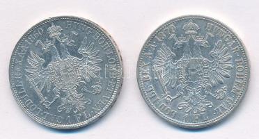 Ausztria 1860A 1Fl Ag "Ferenc József" + 1879. 1Fl Ag "Ferenc József" T:1-, 2,2- ...