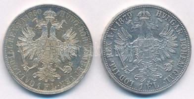 Ausztria 1860A 1Fl Ag "Ferenc József" + 1879. 1Fl Ag "Ferenc József" T:1-,2 Aust...