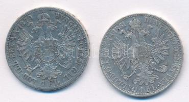 Ausztria 1861A 1Fl Ag "Ferenc József" + 1879. 1Fl Ag "Ferenc József" T:2,2- Aust...