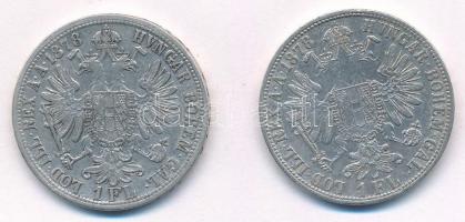 Ausztria 1878. 1Fl Ag "Ferenc József" (2x) T:2 Austria 1878. 1 Florin Ag "Franz Josep...