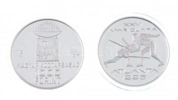 1994. 1000Ft Ag "Nyári olimpia - Atlanta" + 1995. 1000Ft Ag "Nyári Olimpia-Atlanta - Vívás" kapszulában, dísztokban, tanúsítvánnyal T:PP Adamo EM137, EM143