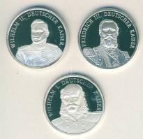 NSZK 1992. "3 király kollekció-I.Vilmos, II.Vilmos, III.Frigyes" 3 klf Ag emlékérem 3x8,5g...
