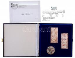 1996. "50 éves a forint" 3db-os emlékérem szett eredeti, kék bársony bélésű dísztokban, so...