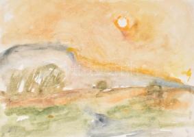 Somlai Vilma (1938-2007): Eső után. Akvarell, papír, jelzés nélkül, 33×47 cm