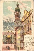 1899 (Vorläufer) Innsbruck, Goldenes Dachl mit Stadtthurm / clock tower. litho (EK)