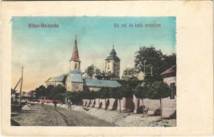 1911 Derecske (Bihar), református és katolikus templom
