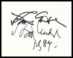 Szász Endre (1926-2003) festőművész autográf aláírása saját grafikájának reprodukciójával díszített ...