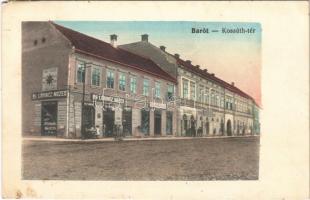 1914 Barót, Baraolt; Kossuth tér, Ifj. Lőrincz Mózes üzlete. Nasser-féle órák és ékszerek legjobbak és legolcsóbbak! reklám a hátoldalon / square, shops. advertisement on the backside
