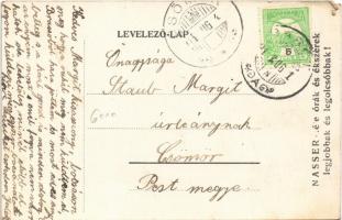 1914 Barót, Baraolt; Kossuth tér, Ifj. Lőrincz Mózes üzlete. Nasser-féle órák és ékszerek legjobbak ...