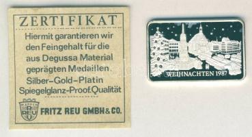 NSZK 1987. "Karácsony" Ag tömb 17g T:PP Eredeti díszdobozban, tanúsítvánnyal!