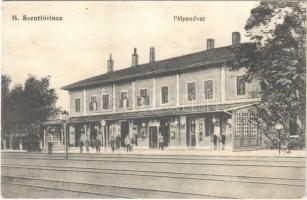 1914 Szentlőrinc (Baranya), Pályaudvar, vasútállomás. Özv. Tauber Ferencné kiadása (EK)