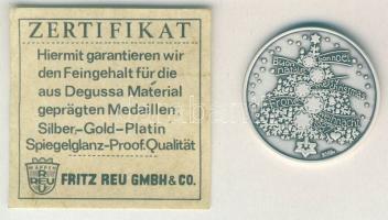 NSZK 1987. "Karácsony" Ag emlékérem 16,79g T:1 Díszdobozban, tanúsítvánnyal!