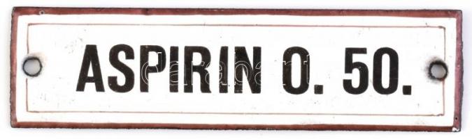 Aspirin 0.50 zománcozott patikai fém tábla, 2×7,5 cm