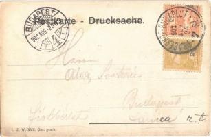 1902 Budapest, Express-Grüsse aus Budapest / Gőzmozdonyos üdvözlőlap + "PRAGERHOF - BUDAPEST 7....
