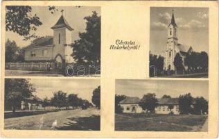1943 Hedrehely, templomok, utca, kocsma, Hangya szövetkezet üzlete és saját kiadása (Rb)