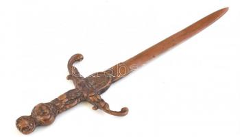 Díszes bronz levélnyitó, h: 19,5 cm