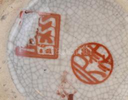 Virágmintás kerámia váza, matricás, jelzett, kopásnyomokkal, m: 19,5 cm