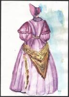 MCP jelzéssel: 3 db divatrajz. Vegyes technika, papír. Egyik lap tetején kisebb szakadással. 28,5x21...