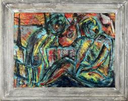 Vén jelzéssel: Színes kép. Olaj, farost. Kissé sérült keretben. 60x80 cm