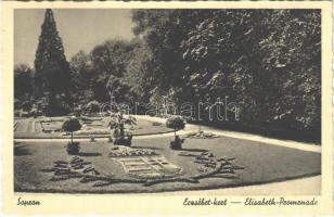 1944 Sopron, Erzsébet kert, magyar címer, irredenta virágágy