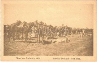 Rast vor Swiniary 1915 / Pihenő Swiniary előtt / WWI Austro-Hungarian K.u.K. military, rest before Swiniary (Poland)