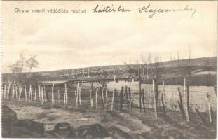 Strypa menti védőállás részlet. Kiadja a M. kir. 10. honvéd gyalogezred / WWI Austro-Hungarian K.u.K. military, defense positions along the Strypa river, barbed wire fence (fa)