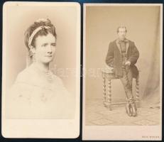 cca 1870 gróf Chorinszky Frigyes és felesége Niczky Philoména két vizitkártya