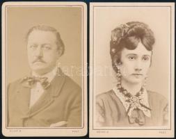 dr. Ilkey Sándor (1827-1900) Pest megyei főjegyző valamint feleségének vizitkártya méretű képe. 7x10 cm