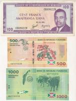 Burundi 1986. 100Fr + 2015. 500Fr + 2015. 1000Fr T:I--III Burundi 1986. 100 Francs + 2015. 500 Francs + 2015. 1000 Francs C:AU-F