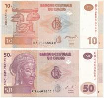 Kongó 2003. 10Fr + 2013. 50Fr T:I-II Congo 2003. 10 Francs + 2013. 50 Francs C:UNC-XF