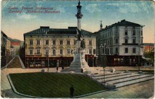 Lviv, Lwów, Lemberg; Pomnik Mickiewicza / Mickiewicz-Monument / statue, shop of Kazimierz Lewicki (fa)