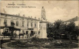 1910 Kolomyia, Kolomyja, Kolomyya, Kolomea; Pomnik Karpinskiego / monument, statue, shop of H. Ilnicki. W.L. Bp. 3318. (Rb)